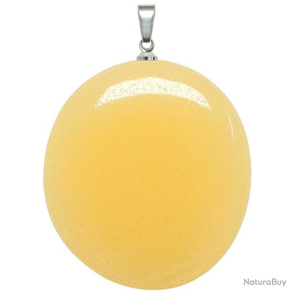 Pendentif galet plat en calcite orange