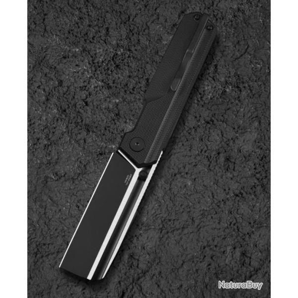 Couteau Bestech Tardis Black Manche G10 Lame Acier D2 Black/Satin IKBS Linerlock Clip BTKG54A