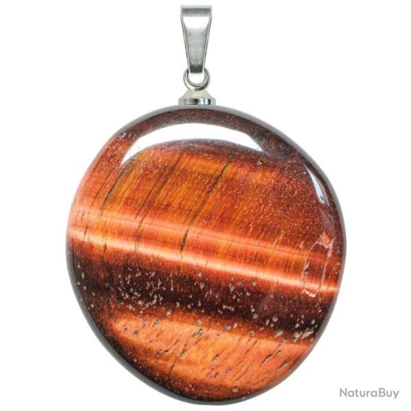 Pendentif galet plat en oeil de boeuf