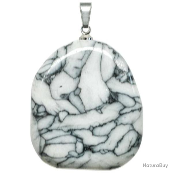 Pendentif galet plat en pinolite
