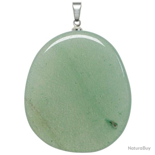 Pendentif galet plat en aventurine verte