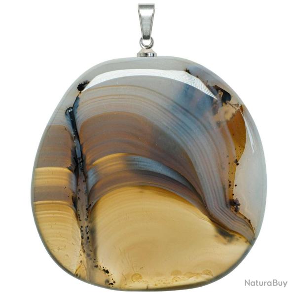 Pendentif galet plat en agate naturelle