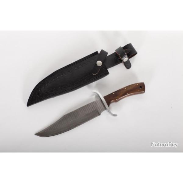 Couteau bowie tactique forg� damas LLF 35cm �tui MOLLE