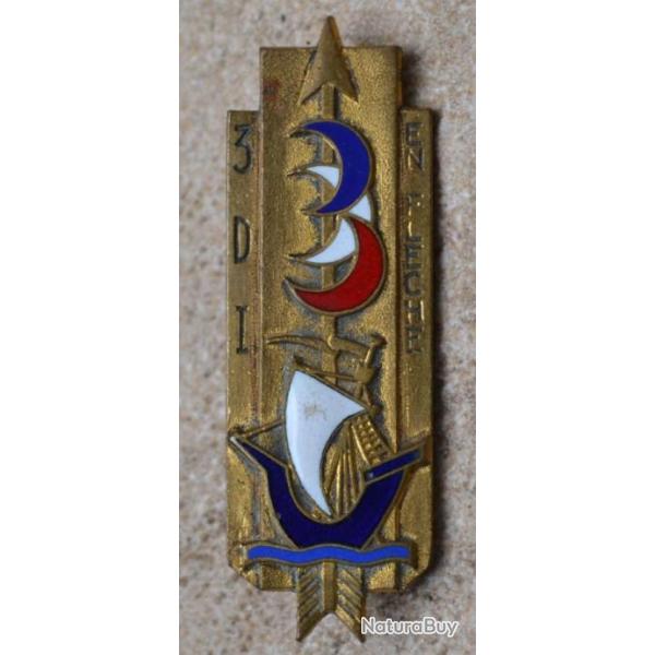 3 Division d'Infanterie EN FLECHE, dos lisse embouti, bolro oblong