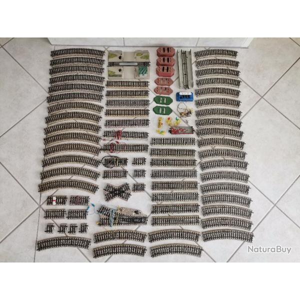 Gros Lot Mrklin rails, passage niveau, pont, wagon, pices