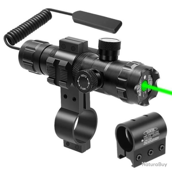 Pointeur laser tactique VERT avec switch d�port� livr� avec 2 montages (en 8 et rail 20mm)