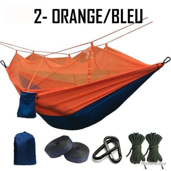 PROMO ! HAMAC MOUSTIQUAIRE ORANGE-BLEU ULTRA LEGER TOILE DE PARACHUTE 220kg - LIVRAISON GRATUITE!