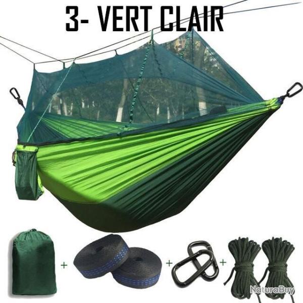 PROMO ! HAMAC MOUSTIQUAIRE VERT CLAIR ULTRA LEGER TOILE DE PARACHUTE 220kg - LIVRAISON GRATUITE!