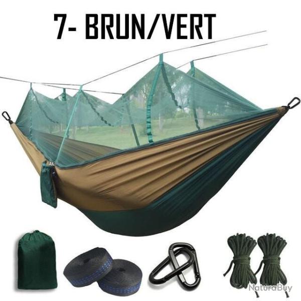 PROMO ! HAMAC MOUSTIQUAIRE BRUN-VERT ULTRA LEGER TOILE DE PARACHUTE 220kg - LIVRAISON GRATUITE!