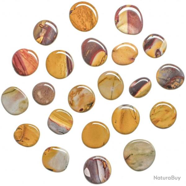 Petits galets plats jaspe mookite - Lot de 3