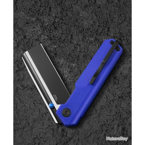 Couteau Bestech Tardis Blue Manche G10 Lame Acier D2 Black/Satin IKBS Linerlock Clip BTKG54G