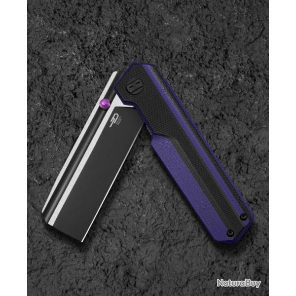 Couteau Bestech Tardis Black/Purple Manche G10 Lame Acier D2 Black/Satin IKBS Linerlock Clip BTKG54D
