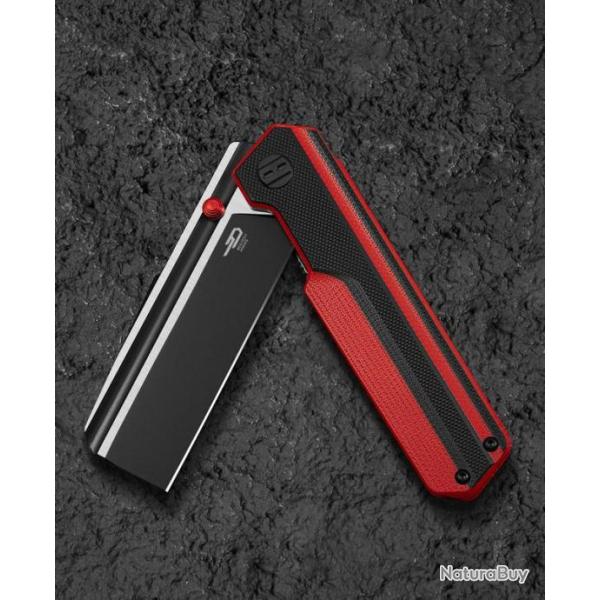 Couteau Bestech Tardis Black/Red Manche G10 Lame Acier D2 Black/Satin IKBS Linerlock Clip BTKG54E