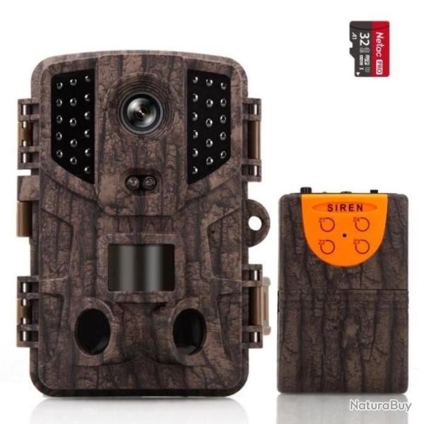 Camra de chasse 32MP  avec Alarme Vitesse de Dclenchement de 0.1s Angle 120+ Carte 32 G