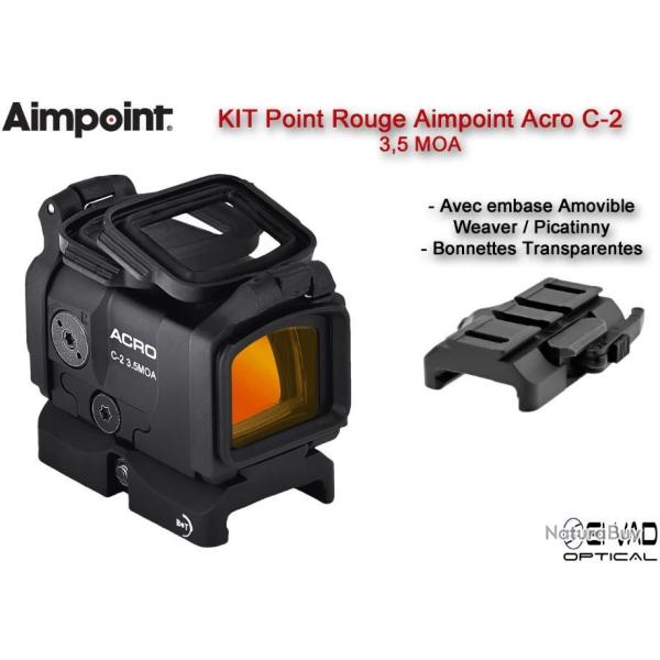 KIT Point Rouge AIMPOINT ACRO C-2 - 3,5 MOA - Montage amovible et Bonnettes