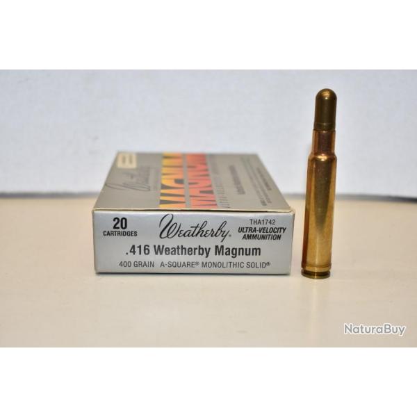 Desto 25! 1 Boite de balles Weatherby Solid calibre 416 weatherby magnum