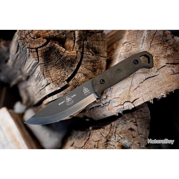 Couteau Tops Brakimo Acier Carbone 1095 Tungsten Manche Micarta Etui Kydex Made USA TPBRAK02R