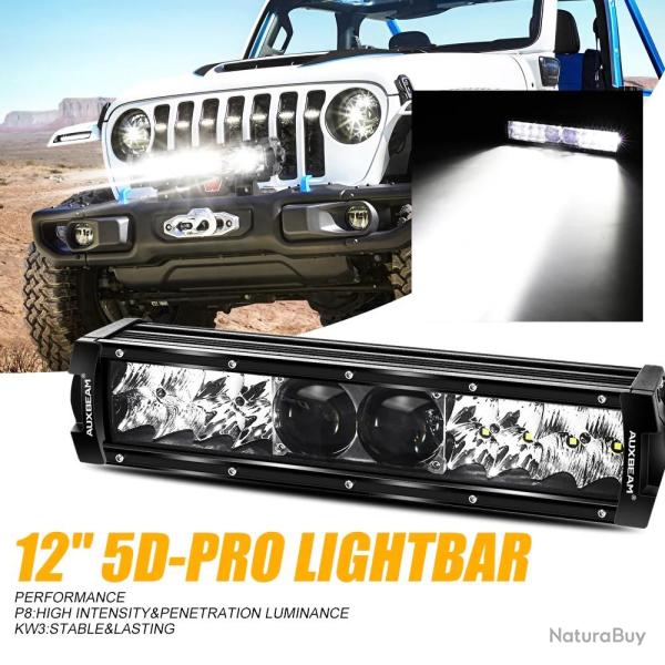 Auxbeam Barre lumineuse 5D-PRO 12000LM de 12 inch
