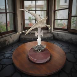 Couteaux decoration metal avec socle bois heroic fantasy