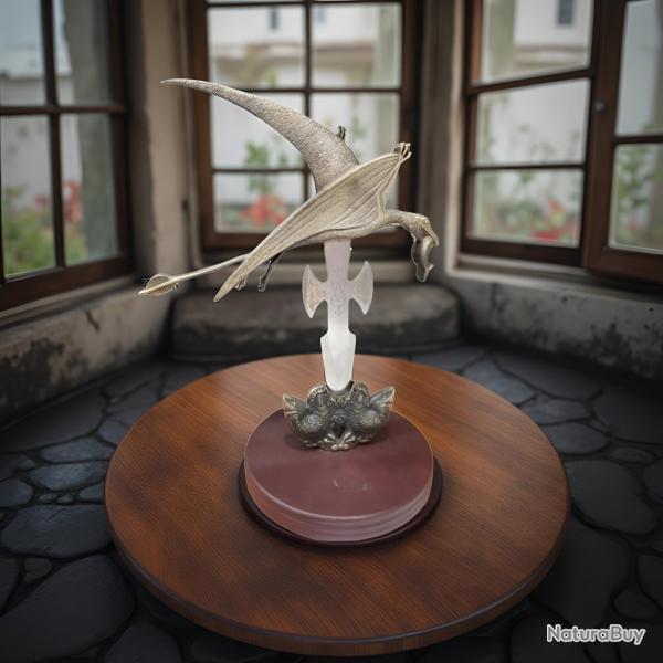 Couteaux decoration metal avec socle bois heroic fantasy