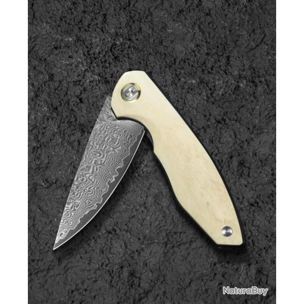 Couteau Bestech Bambi Damas Lame Drop Point Manche Ox Bone Linerlock Etui Cuir BTKL08B