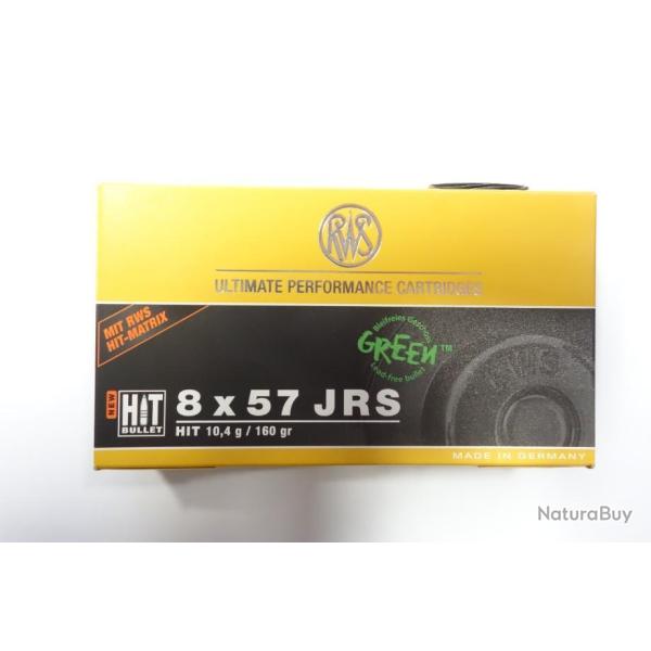 1 BOITE DE BALLES RWS  8X57JRS HIT GREEN 10.4G  160GR