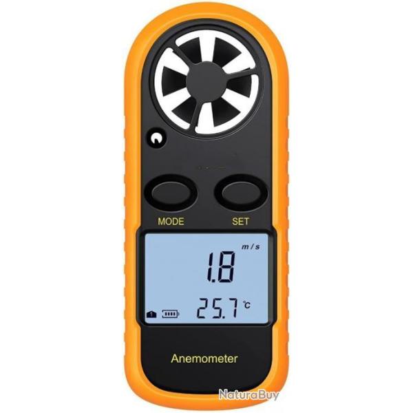 An�mom�tre - Mesure de vitesse du vent - Ecran LCD - Jaune - Livraison gratuite et rapide