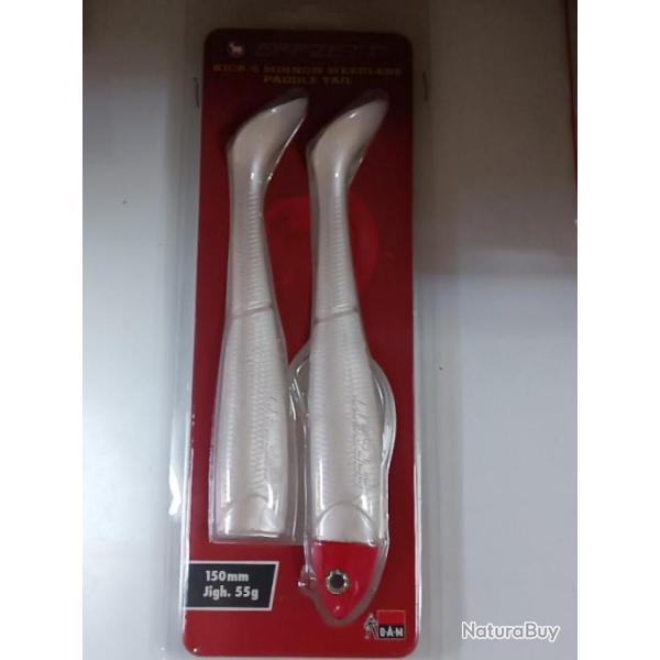 !!  Leurre DAM  EFFZETT KICK-S MINNOW PADDLE TAIL 150 !! RED HEAD