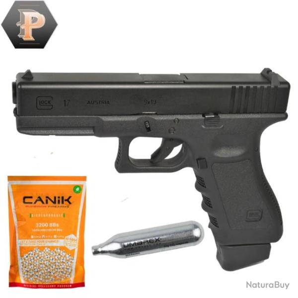 Pistolet airsoft Glock 17 gen3 Inokatsu noir CO2 + billes + capsules