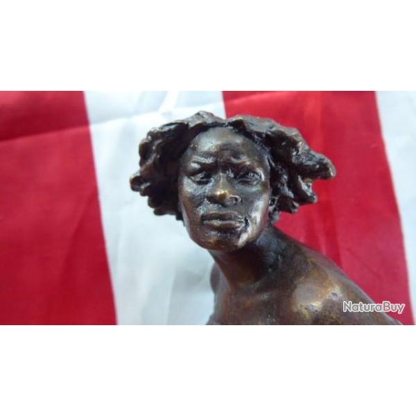 PETIT BUSTE BRONZE POURQUOI NAITRE ESCLAVE D APRES JEAN BAPTISTE CARPEAUX