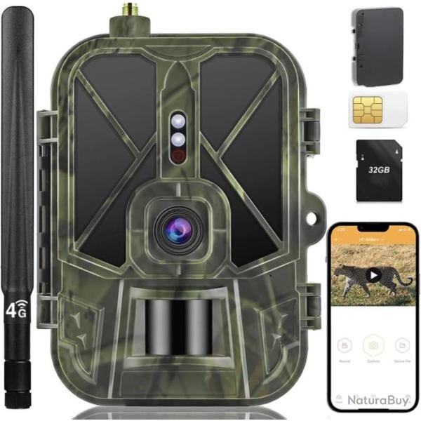 Cam�ra de Chasse 4G 36MP 4K Vid�o lithium 10000mAh Camera de Chasse Vision Nocturne