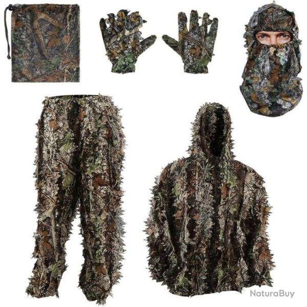 Tenue Camouflage Militaire 3D Photo Animali�re Chasse Gants Cagoule Ajustable pour Homme Femme