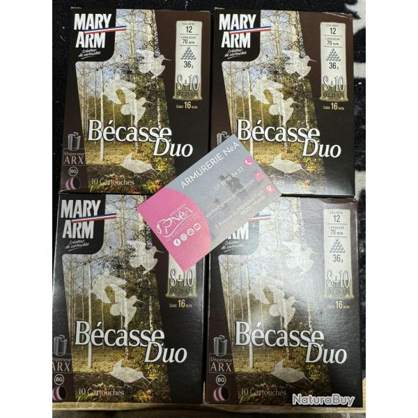 2XMARYARM BECASSE DUO BOURRE ARX CAL 12 PLOMB 8+10 LIV GRATIS