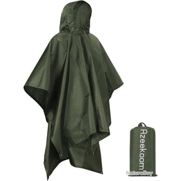 Poncho de Pluie Impermable Multifonctions avec Capuche Pche Randonne Camping Voyage Cyclisme Vert