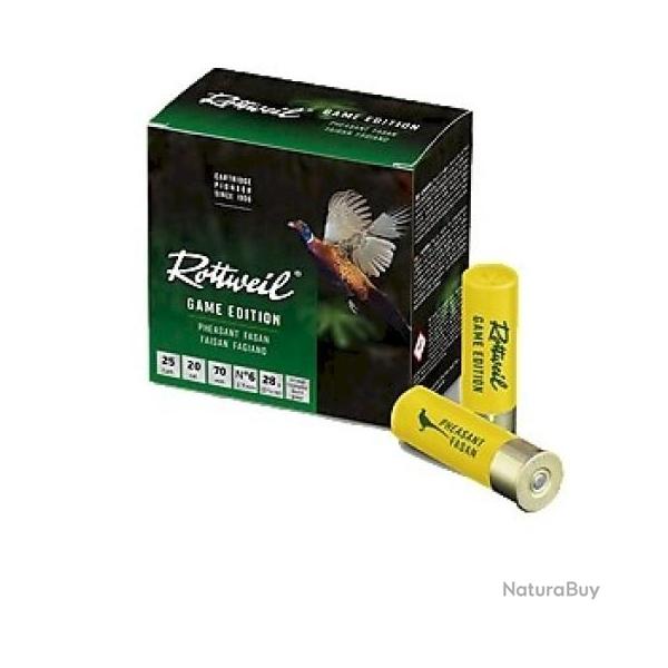 CARTOUCHE ROTTWEIL CAL.20  EDITION FAISAN 20/70 28G N�6 PAR 25