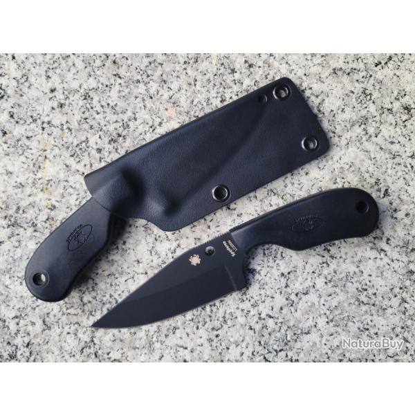 Couteau Spyderco Subway Bowie Lame Acier LC200N Black Manche FRN Etui Boltaron Made Japan SCFB48PBBK