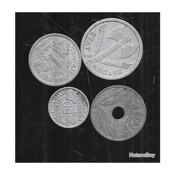 pi�ces de monnaie p�tain , �tat fran�ais travail famille patrie ,wwII