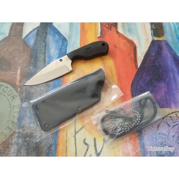 Couteau Spyderco Subway Bowie Lame Acier LC200N Satin Manche FRN Etui Boltaron Made Japan SCFB48PBK