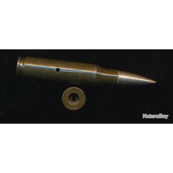 UNE CARTOUCHE INERTE D'USINE pour prsentation 7,62 x 51 OTAN Mle F1 tui acier laqu  balle Mle 61