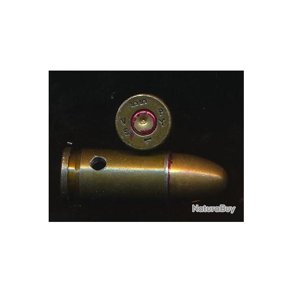 Une Cartouche 9 x 19 parabellum France ALGRIE tui laiton Balle laiton Mle 50 tui acier laqu 1955