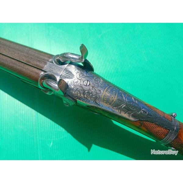 MAGNIFIQUE FUSIL DE VENERIE  " 1860 " .  SYSTEME DE MECANISATION RARE . "  CROSSE RABATTABLE " .