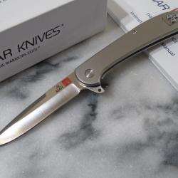 Couteau Al Mar Ultralight Falcon D2 Manche Titane TC4 Lame Acier D2 Framelock Clip AMK4112