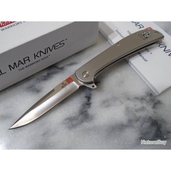 Couteau Al Mar Ultralight Falcon D2 Manche Titane TC4 Lame Acier D2 Framelock Clip AMK4112