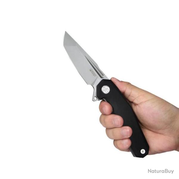 Couteau Kubey Carve Black Tactical Tanto AUS-10 Blade G10 Handle IKBS Linerlock Clip KUB237G