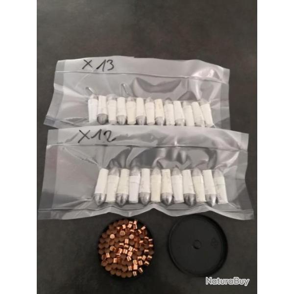 25 cartouches papiers Cal 44/451 ogivales +25 amorces