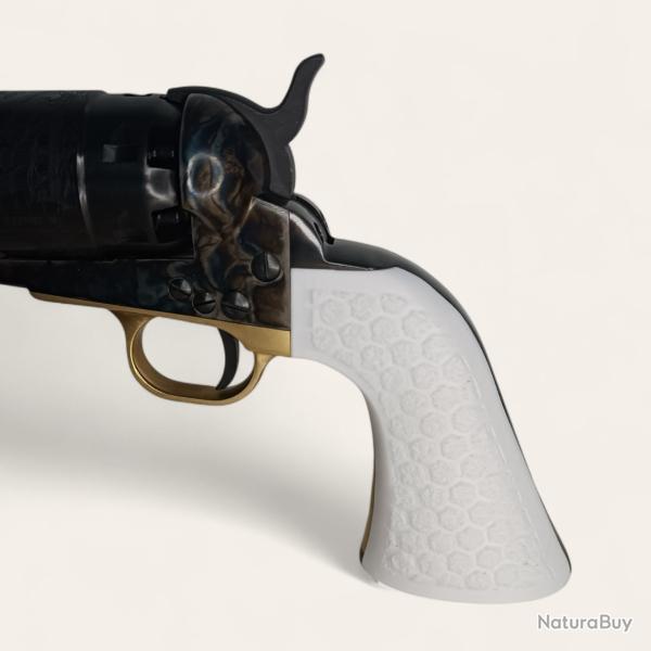 Plaquettes texture hexagonale Colt 1860 Pietta blanc