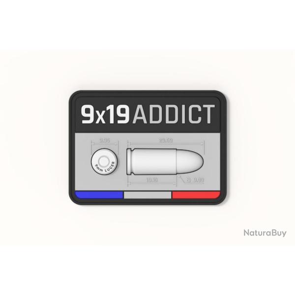 Patch / Ecusson / velcro 9X19 ADDICT ( 9mm parabellum )