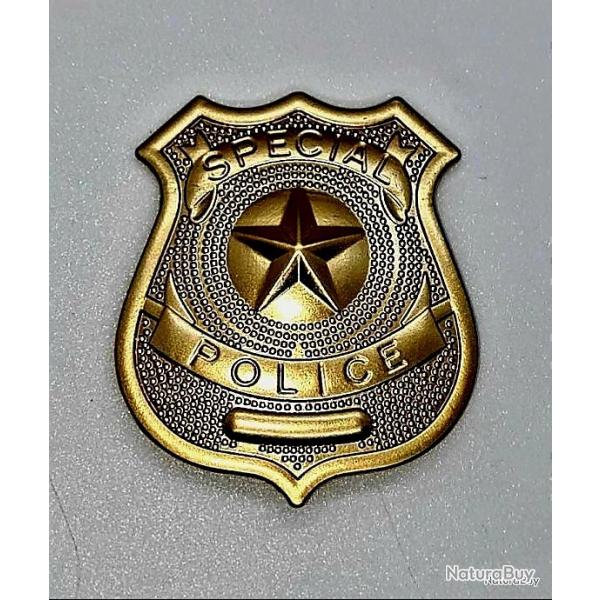 FIN REDUCTION ! NOUVEAU INSIGNE METAL AIRSOFT ACCESSOIRE BADGE SPECIAL POLICE AVEC PINCE COULEUR OR