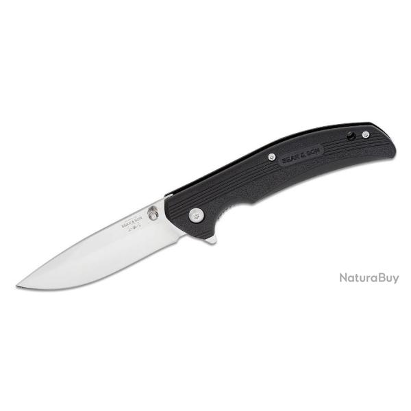 Couteau Bear & Son Sideliner Black Manche Zytel Lame Acier 440 Satin Linerlock Clip USA BC778