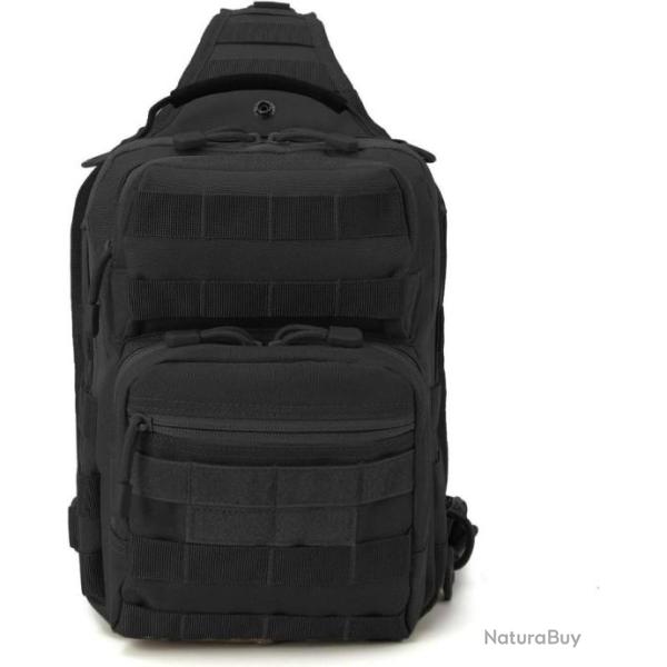 Sac � Dos en Bandouli�re Tactique  Sac de poitrine V�lo Sport P�che Randonn�e Camping Escalade Noir